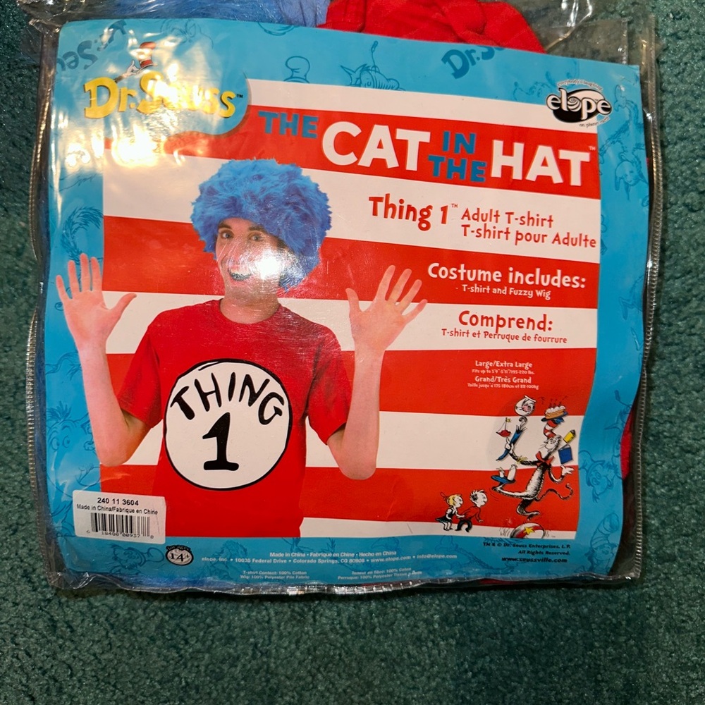 Cat in the Hat Thing 1 Dr Seuss Adult Costume L/XL